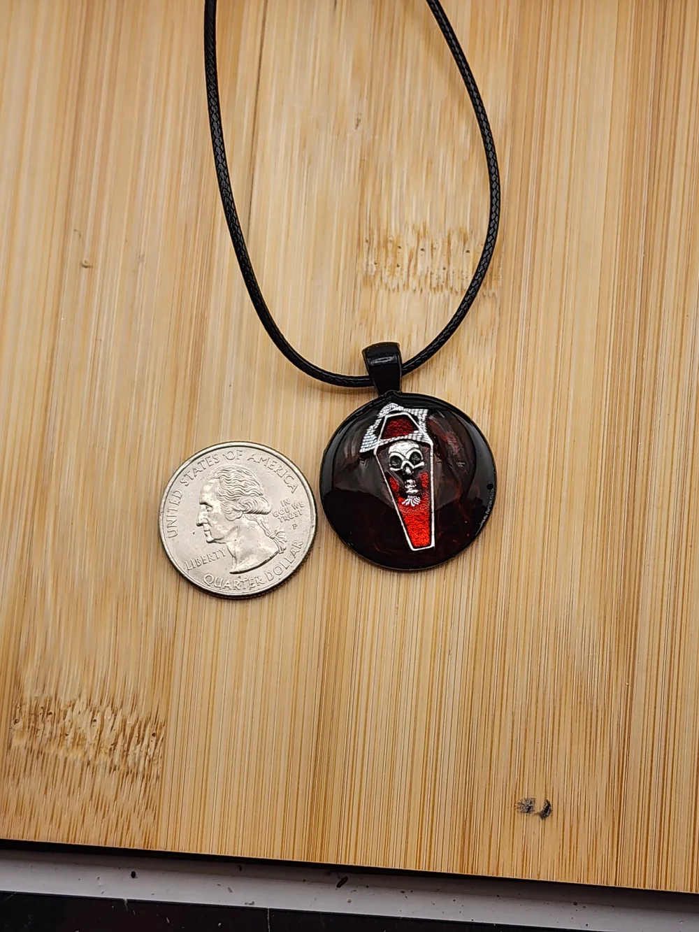 18in Adjustable Red Coffin Skull Pendant Necklace - Men's Jewelry